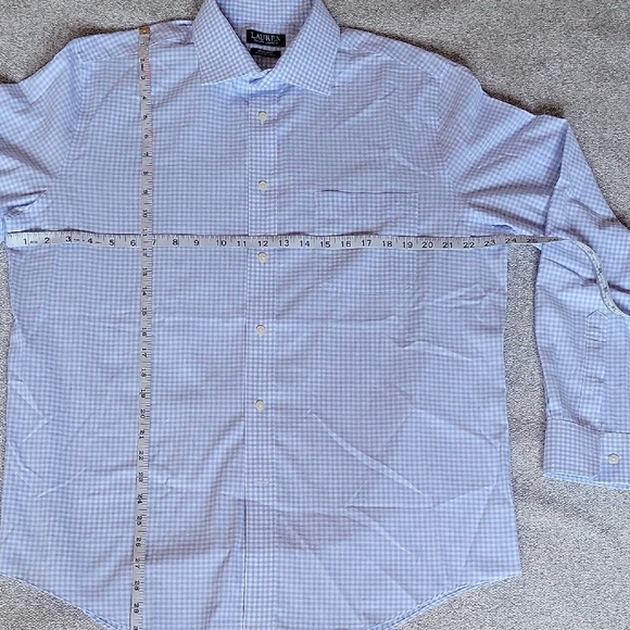 Lauren Ralph Lauren Blue Dress Shirt Gingham Pattern Size L 16 1/2. ..34/35 - Picture 5 of 8